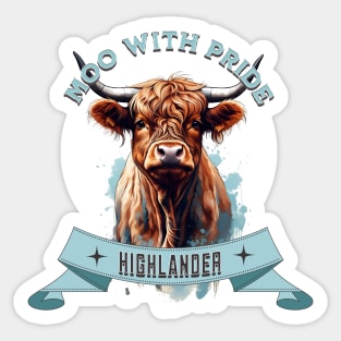 Highlands Cow Scottish, Cow Farmer, cute Highland Cow Sticker